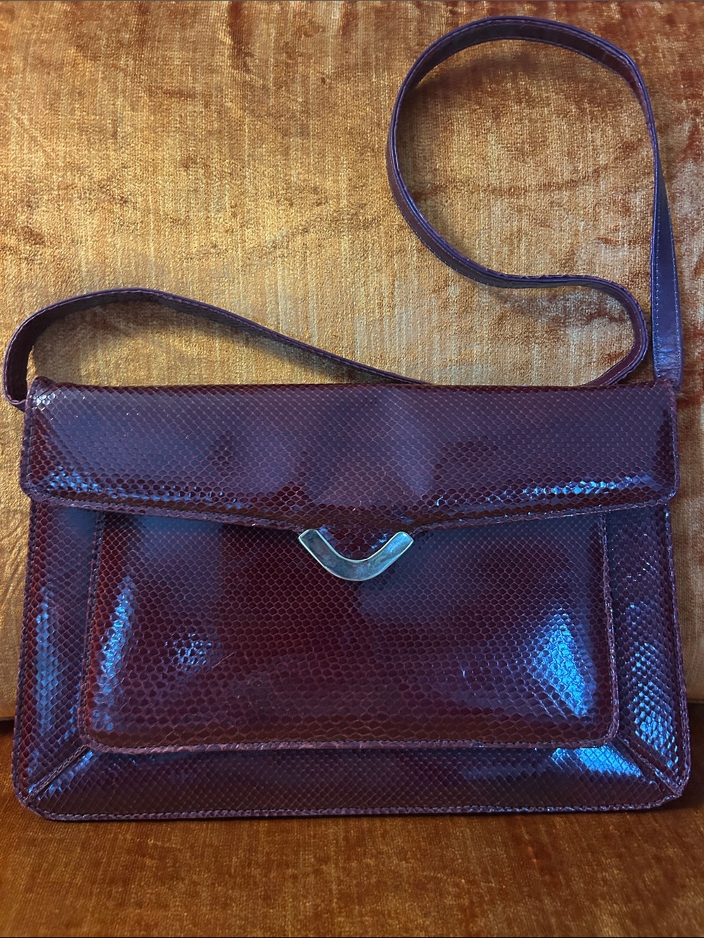 Vintage 1970s Made in Argentina for Burdines Snake Skin Leather Bag/Clutch - Picture 5 of 10